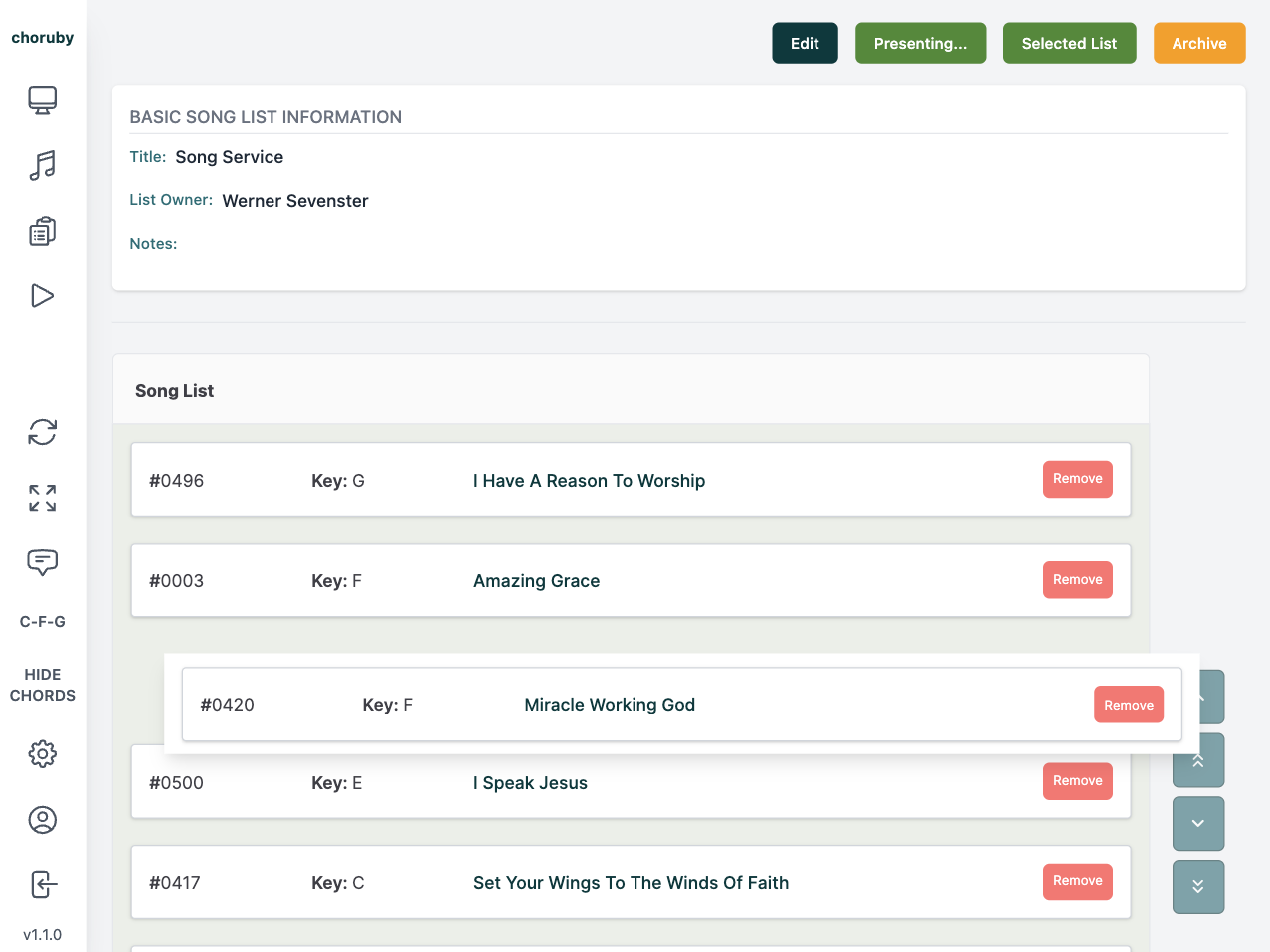 manage your song setlists